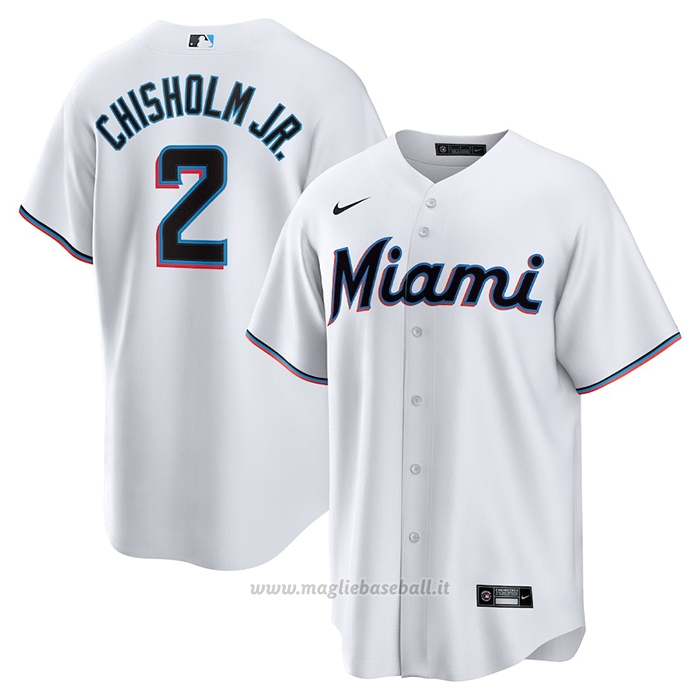 Maglia Baseball Uomo Miami Marlins Jazz Chisholm JR. Primera Replica Bianco